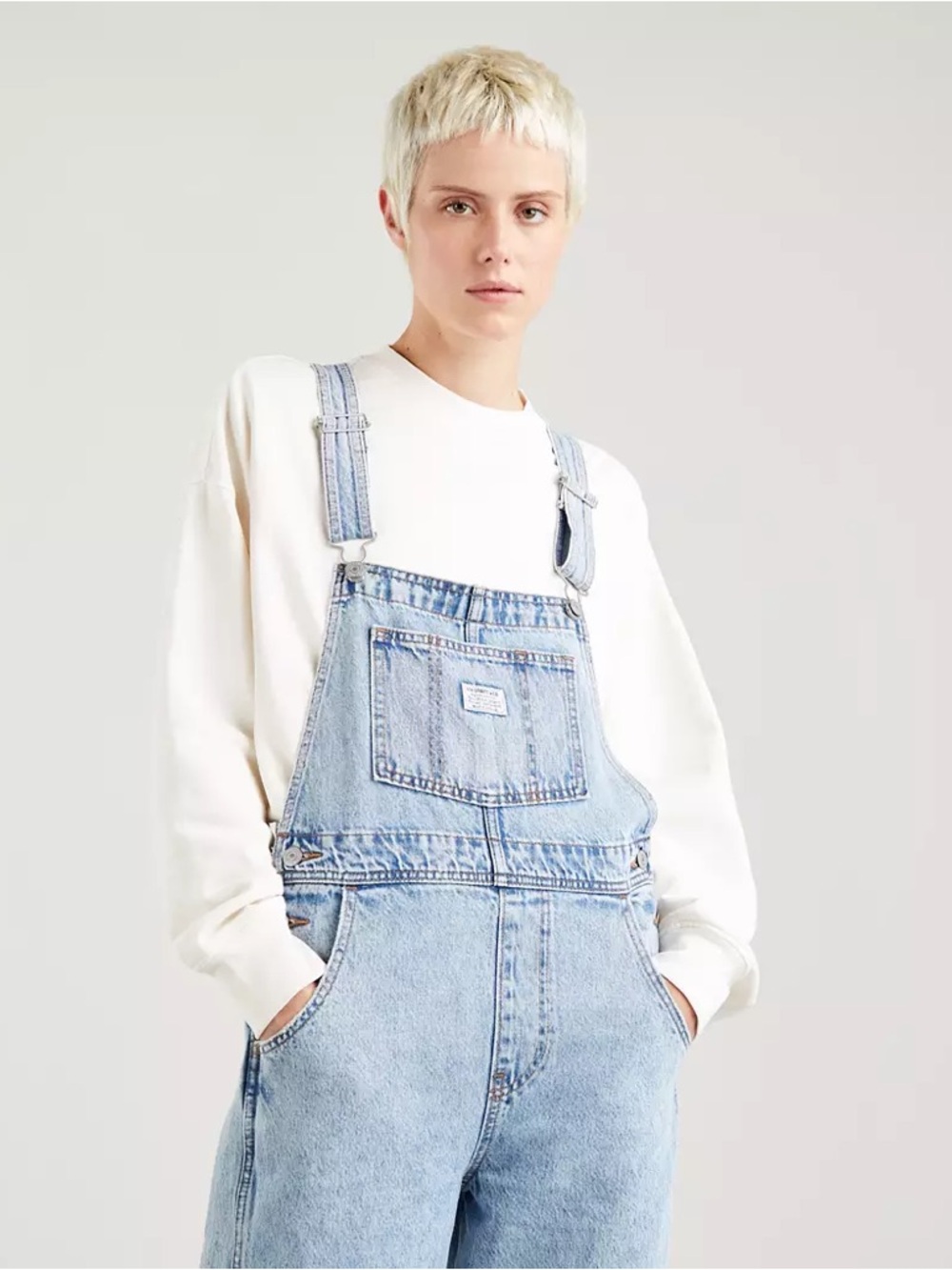 Levi’s Vintage Overalls Light Wash Straight Leg Workwear Size Large - Picture 2 of 10